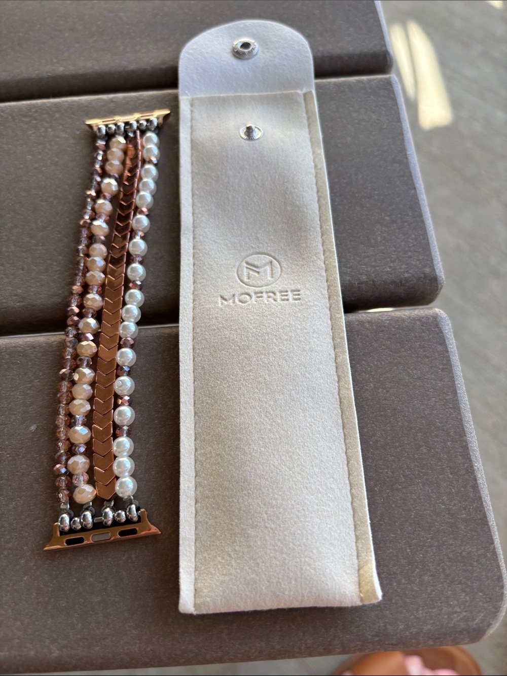 Mofree Rose Gold Pearl Beaded Watch Band